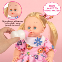 Poupée Reborn Jouet Poussette pour Jeu de Rôle, Peut Boire de l'Eau et Faire Pipi, Poupée en Vinyle de 14 Pouces avec Accessoires pour Poupée Fille