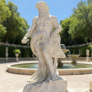 Sculpture en marbre blanc naturel de taille d'usine du <span class=keywords><strong>dieu</strong></span> de <span class=keywords><strong>la</strong></span> mer Décoration de jardin extérieure durable de conception européenne - Product Image 5