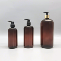 Prix de gros – Flacons pompe ronds en PET transparent ou ambré de 2 oz et 8 oz pour emballages cosmétiques et soins de la peau