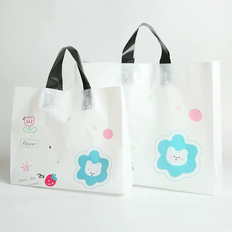 Cute Children's Clothes Stock Plastic Shopping Bags Wholesale Biodegradable Portable Plastic T Shirt Shopping Bag