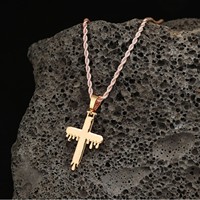 Collier pendentif en cuivre incrusté de zircon, bijoux goutte d'eau, chaîne en corde, style hip-hop, fabricant direct, vente chaude transfrontalière