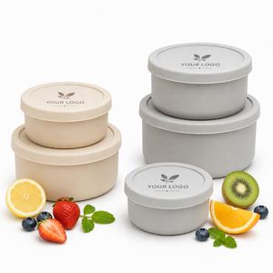 Custom Food Grade Eco Friendly Round Silicone Lunch Box Set Microwavable Reusable Fruit <b>Storage</b> <b>Containers</b> Bpa Free with Lid - Product Image 1
