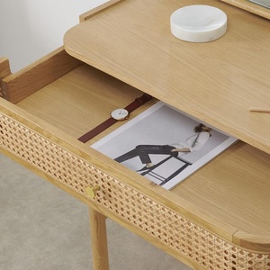 Modern Wood <strong>Dressing</strong> <strong>Table</strong> with Mirror and <strong>Rattan</strong> Drawer New Bedroom Furniture Chic and Stylish Dresser - Product Image 4