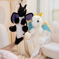 Peluche de dragon volant mignonne, jouet en peluche doux et moelleux, poupées de dragon blanches et noires en 2 tailles pour cadeau d'enfant