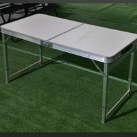 Table de camping pliable FANYUE 120*60*53cm blanche, en alliage d'aluminium et MDF, portable, durable, réglable et pliable pour le rangement