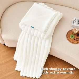 White Throw Blanket for Couch, Super Soft Cozy Warm <b>Fluffy</b> Plush Blankets , Cute Faux Fur Lightweight Blanket - Product Image 4