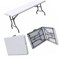 180cm vente en gros 6ft extérieur ou intérieur pliant en deux tables et chaises en plastique pour événements pour meubles de jardin