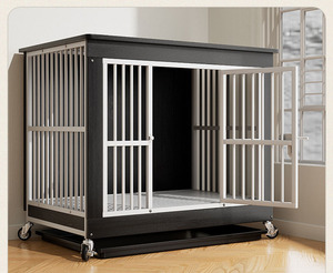 <span class=keywords><strong>Cage</strong></span> pour chien renforcée anti-morsure <span class=keywords><strong>Cage</strong></span> pour chien en bois robuste et durable avec roues détachables Lit pour animal de compagnie - Product Image 5