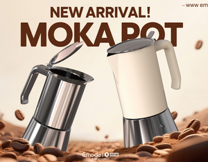 หม้อต้มกาแฟมอคค่าพ็อตสแตนเลสสตีลหรูหราสไตล์อิตาลี ยี่ห้อ Emode พร้อมด้ามจับเหล็ก ใช้ได้กับเตาแม่เหล็กไฟฟ้าและเตาแก๊สแบบพกพา เครื่องทำกาแฟเอสเพรสโซแบบใช้มือ - Product Image 2