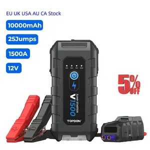 TOPDON V1500 12V 1500Amp Peak 10000mAh super capacitor Multi-function Jump Pack Powerbank Battery Booster Jump Starter for car