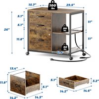 Archivador de madera de metal con enchufe y carga USB archivador de oficina