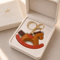 Porte-clés Cheval à Bascule en Cuir Fait Main de Qualité Supérieure, Mignon, Vintage, pour Enfants, Pendentif de Sac, Souvenir, Vente en Gros, Fabricant OEM