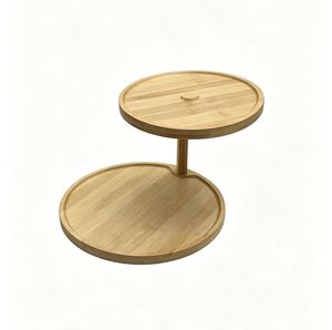<span class=keywords><strong>Alzata</strong></span> per torte rotonda in bambù, riutilizzabile ed ecologica, per dessert, cupcake, snack, gioielli, decorazioni per la tavola di casa e feste, organizer - Product Image 1
