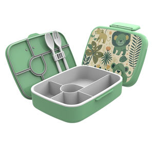 Boîte à lunch Bento étanche à double paroi rectangulaire bleue de haute qualité avec couverts pour la portabilité du camping de pique-nique scolaire - Product Image 2