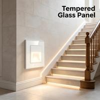 Lampe LED murale UBARO FR standard avec interrupteur, 250V, en verre trempé doré, pour marches d'escalier et couloirs domestiques