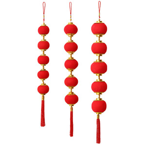Guirlande de lanternes rouges festives en tissu floqué 8,5 cm 11 cm, décorations pour le Nouvel An chinois, mariage, ensembles de décorations de fête écologiques - Product Image 5