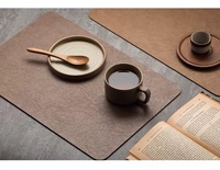 Set de table et sous-verre en cuir de luxe haut de gamme, couleur unie, résistant à la chaleur, imperméable, anti-taches, double face, sans lavage, design moderne