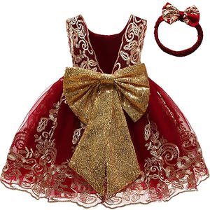 Bowknot Sequins Embroidered Lace Party <b>Tutu</b> Gown Toddler Baby Girls Dress Designs With Head Wear - Product Image 6