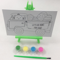 Offre Spéciale Pas Cher Toile Imprimée Avec Des couleurs de peinture et brosse Ensemble de Peinture sur toile Promotion Produits Enfants Ensemble D'art de Peinture