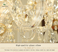 Lustre en cristal moderne de luxe en verre doré K9 éclairage suspendu de salon d'intérieur pour les lustres de lampes suspendues de chambre d'hôtel