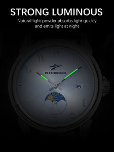 Orologio da <span class=keywords><strong>Uomo</strong></span> al Quarzo con Fasi Lunari, <span class=keywords><strong>Cinturino</strong></span> in <span class=keywords><strong>Pelle</strong></span> e Set Bracciale - Stile Business Antico - Product Image 3