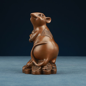 Figura de rata de la suerte de cobre púrpura de Copper World, animal del zodiaco hecho a mano, decoración del hogar, regalo de Año Nuevo Chino - Product Image 1