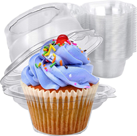 Boîte d'emballage individuelle transparente en plastique PET en forme de tête d'ours pour cupcakes, gâteaux, desserts et muffins