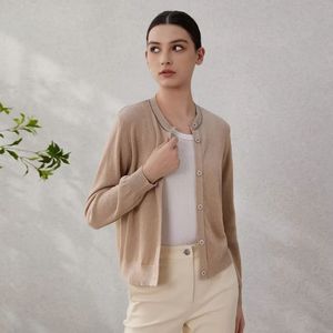 Cardigan in <span class=keywords><strong>lino</strong></span> leggero da <span class=keywords><strong>donna</strong></span>, maglione lavorato a <span class=keywords><strong>maglia</strong></span> a maniche lunghe traspirante, abbigliamento Casual estivo - Product Image 2