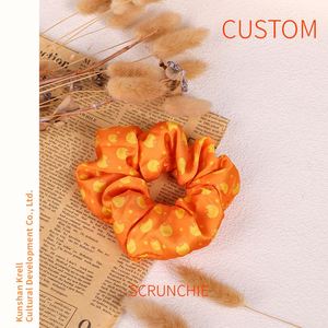 Scrunchie en satin de soie grande taille personnalisé, motif dessin animé mignon, avec logo personnalisé, élastique pour cheveux, artisanat textile - Product Image 4