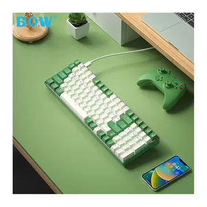 BOW keyboard mekanis permainan berkabel tipe c, keycaps ABS ergonomis ditukar baru untuk komputer laptop