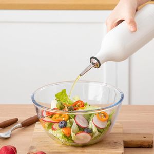 Distributeur d'huile d'olive en céramique blanche de 20 oz avec bec verseur pour la cuisine, adapté à l'huile, au vinaigre, au café et aux sirops - Product Image 6