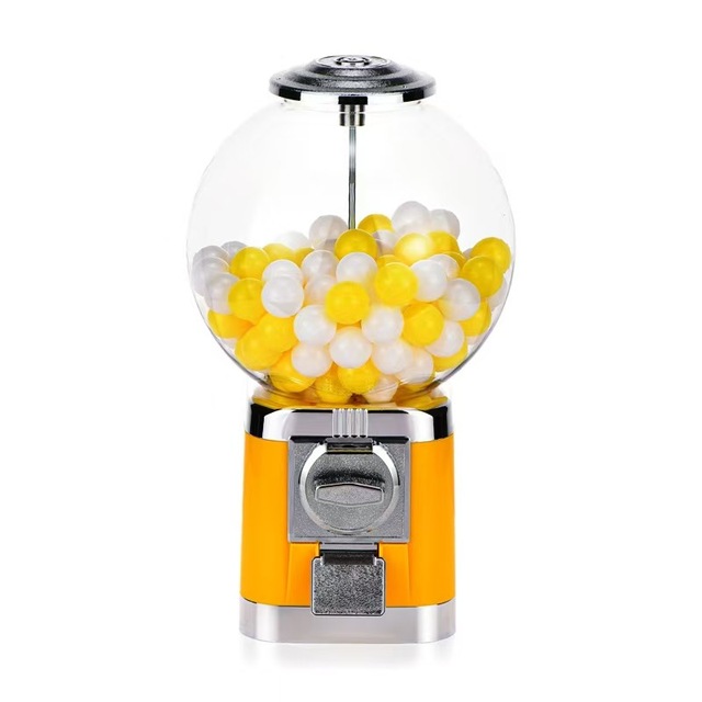 Factory  Direct Sale Coin Operated Gumball Machine Yellow Candy Vending Machine for Capsule Toys & Bouncy Balls