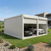 Garage préfabriqué en acier portable en gros avec portes à double volet roulant pour le stationnement de deux véhicules et le rangement sécurisé des outils