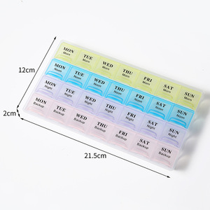 <span class=keywords><strong>Pilulier</strong></span> hebdomadaire portable transfrontalier en plastique, 7 jours, 28 compartiments, <span class=keywords><strong>matin</strong></span>, midi, <span class=keywords><strong>soir</strong></span>, petit format, grande capacité pour la maison - Product Image 5