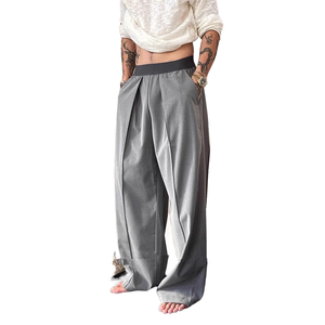 Pantalon Palazzo en Satin pour Homme, Taille Mi-Haute, Coupe Ample, Jambe Large, Taille Élastique, Décontracté, Fabricant OEM de Pantalons de Mode Personnalisés - Product Image 1