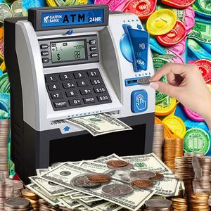Electronic Mini ABS Bank Machine Fishboy Upgraded Power-Off <b>Memory</b> ATM Piggy Bank Toy for Kids Plastic Debit <b>Card</b> Storage - Product Image 2