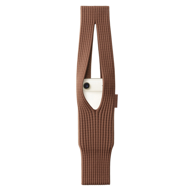 Knitted Nylon Blend Mobile Phone Bag with Small Pockets Handmade & Eco-Friendly Portable 40x7cm iPhone 16 17 Pro Max