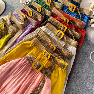 Jupe <span class=keywords><strong>longue</strong></span> évasée fluide à volants pour femme, jupe maxi d'été, tenue de soirée, longueur midi, taille haute élastique, jupe de plage - Product Image 3