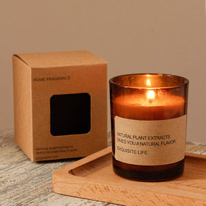 Candele profumate della candela del barattolo di vetro ambrato della cera di soia di lusso della decorazione domestica su ordinazione della fabbrica con il coperchio per il regalo di festa - Product Image 2