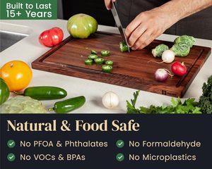 Accesorios de cocina Tabla de cortar de madera de acacia grande con tanque de jugo y tabla de cortar de mango conveniente para Cocina - Product Image 4