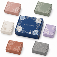 Boîte d'expédition pliable bleu marine personnalisée avec logo imprimé floral, vente en gros directe d'usine OEM