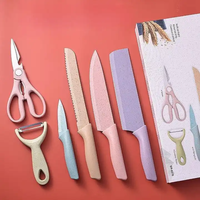 Ensemble de couteaux de cuisine en acier inoxydable 6 pièces avec ciseaux et éplucheur - Accessoires de cuisine écologiques - Vente chaude 2023