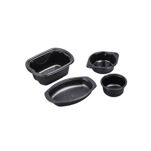 Ovenable black/white disposable CPET plastic food packaging containers