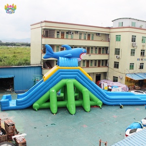 AIRFUNPRO Toboggan aquatique gonflable commercial sur le thème des requins, en PVC écologique, super long <span class=keywords><strong>de</strong></span> 30 mètres, pour usage commercial, 10 personnes - Product Image 4