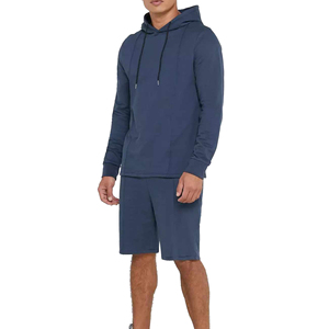 ชุดวอร์มผู้ชาย ผ้าฝ้าย เสื้อฮู้ดและกางเกงขาสั้น ชุดเข้าเซ็ต - Product Image 6
