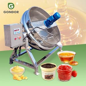 Marmite de cuisson industrielle électrique grande capacité 2000L en bronze pour sauces gommeuses et confiseries, avec mélangeur intégré, version améliorée - Product Image 1
