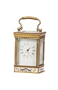 Imitated From 18th French Little Brass Cased Cloisonne Porcelain Dial 8 Day Repeater Mechanical Movement <strong>Carriage</strong> Travel <strong>Clock</strong> - Product Image 3