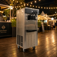 Automatische soft serve ijsmachine met 3 spuitmonden, roestvrij staal, geschikt voor fruit & melk, commercieel gebruik