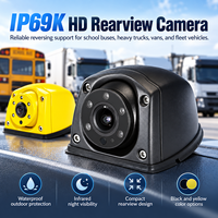 Caméra de recul étanche IP69K 1080P avec 12 LED IR pour bus scolaires, camions lourds, fourgons de livraison et véhicules de flotte