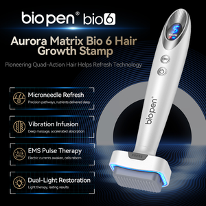 Nuevo <span class=keywords><strong>Derma</strong></span> Stamp <span class=keywords><strong>Bio</strong></span> Needle 120pin con Luz Azul y Roja, Vibración Inalámbrica, Agujas de Microagujas para Tratamiento del Cuero Cabelludo, Cuerpo y Labios - Product Image 6